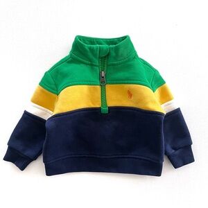 Ralph Lauren Baby Double-Knit Quarter-Zip Color Block Sweatshirt Size 3M